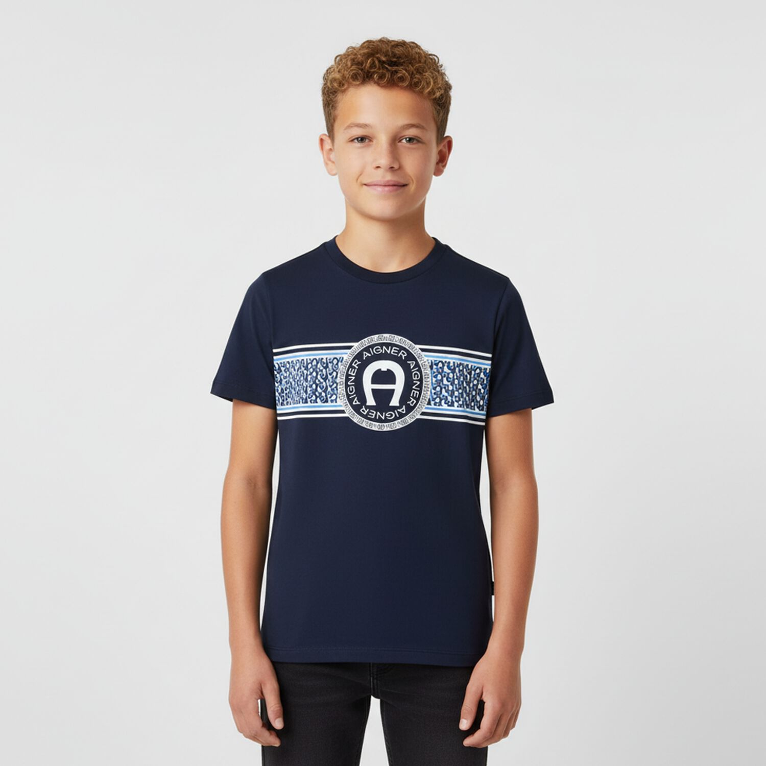 Boys Navy Blue Logo T-Shirt, 2, hi-res