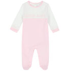 White & Pink Logo Babygrow, 22, hi-res