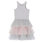 Girls Grey & Pink Embellished Tulle Dress, 1, hi-res