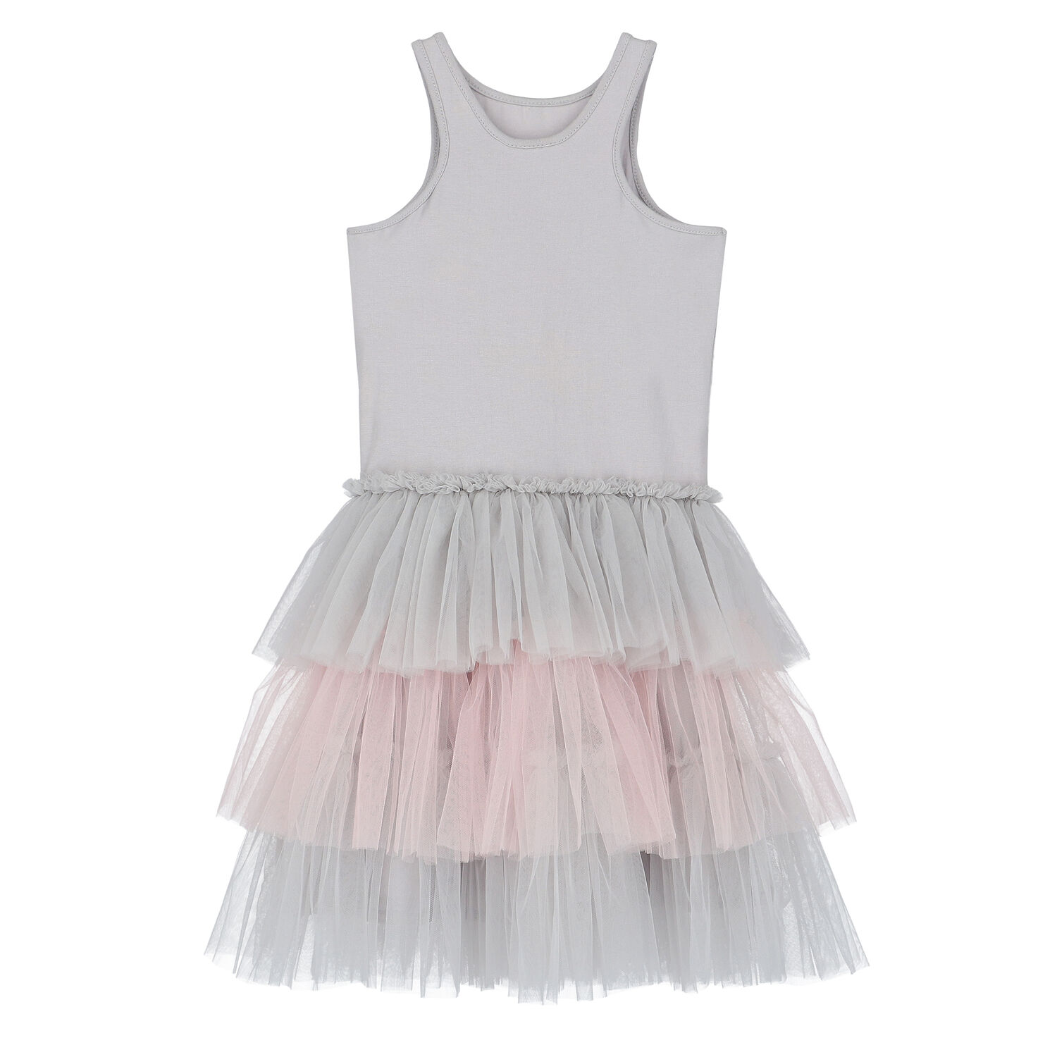 Girls Grey & Pink Embellished Tulle Dress, 1, hi-res image number null