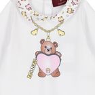 Baby Girls White Teddy Bear Logo Babygrow & Hat Gift Set, 1, hi-res