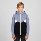 Boys Blue & Black Logo Hooded Zip Up Top, 1, hi-res