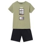 Boys Navy Blue & Green Shorts Set, 2, hi-res