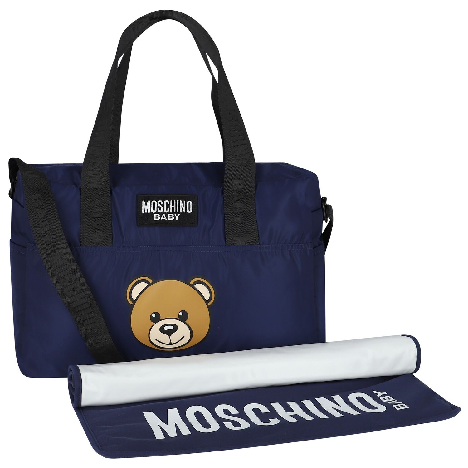 Navy Blue Teddy Bear Logo Baby Changing Bag, 1, hi-res image number null