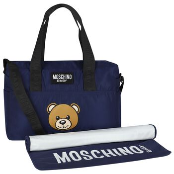 Navy Blue Teddy Bear Logo Baby Changing Bag