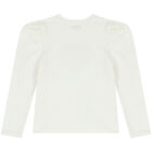 Girls Ivory Teddy Bear Long Sleeve Top, 1, hi-res