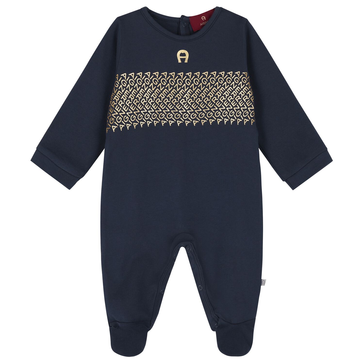 Baby Boys Navy Blue Logo Babygrow, 3, hi-res