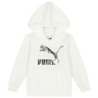 Girls White Logo Hooded Top, 1, hi-res