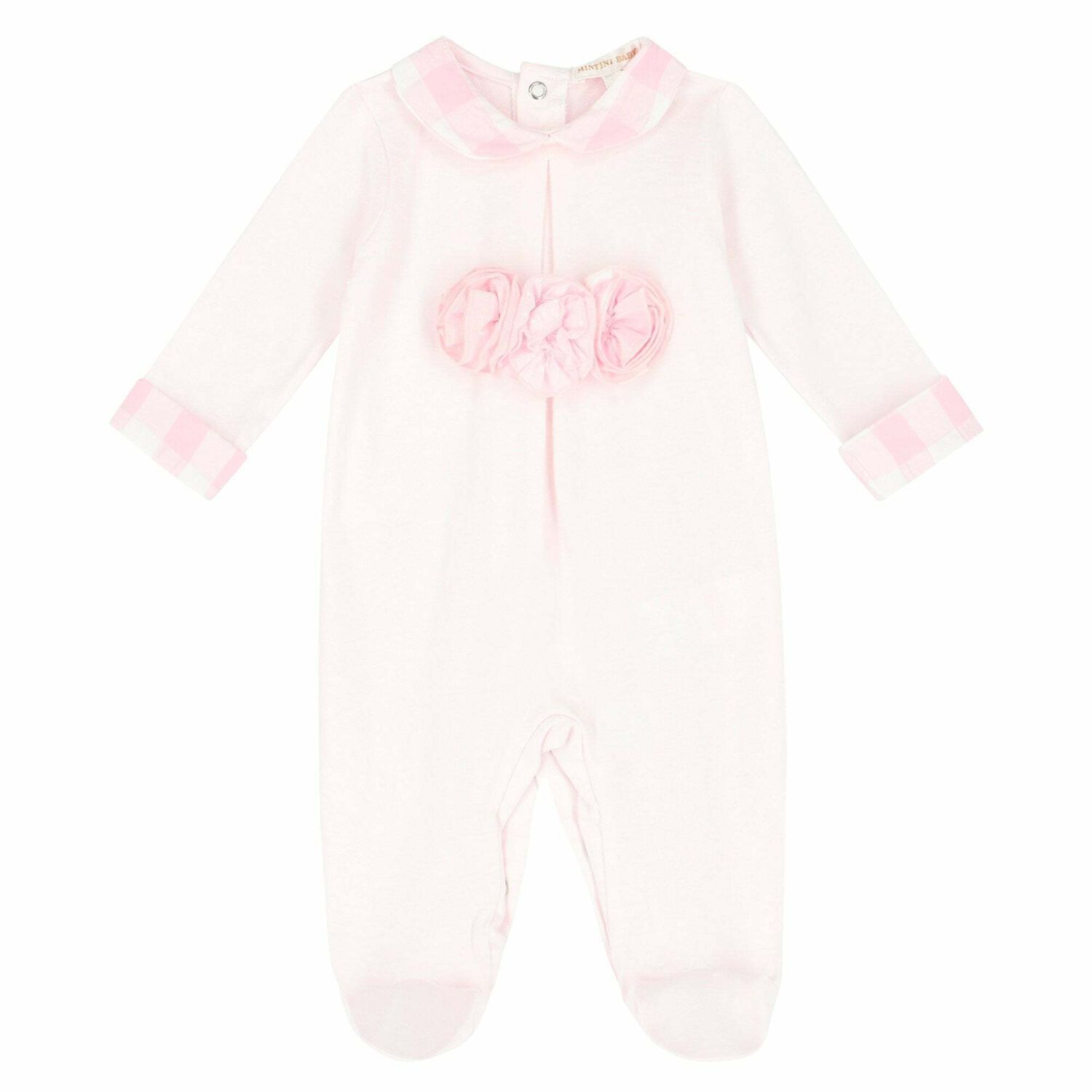 Baby Girls Pink Flower Babygrow, 1, hi-res