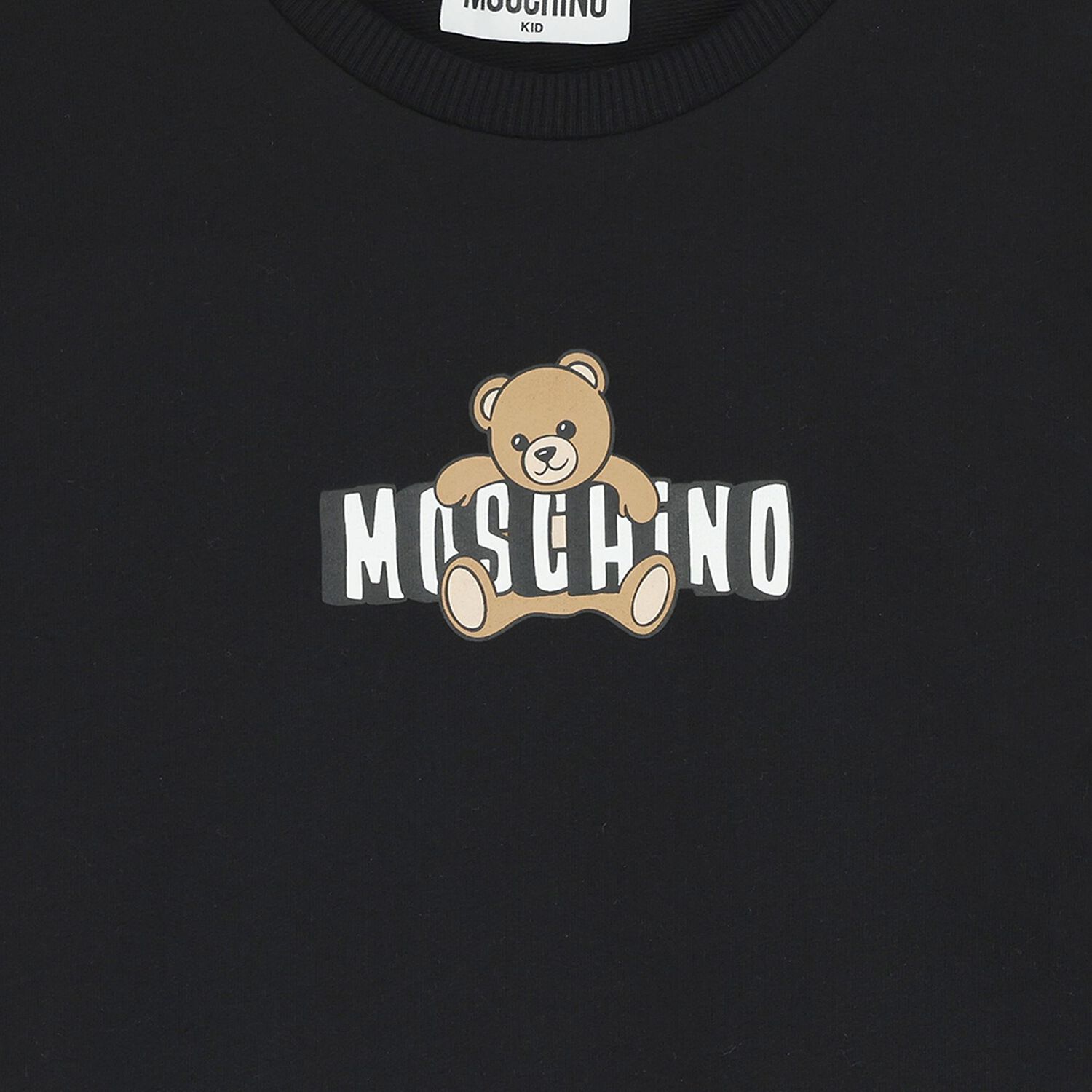 Girls Black Teddy Bear Logo Dress, 7, hi-res