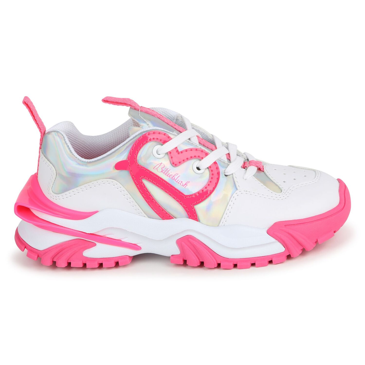 Girls White & Pink Logo Trainers, 1, hi-res