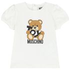 Younger Girls Ivory & Pink Teddy Bear Logo Shorts Set, 2, hi-res