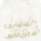 Girls Ivory & Gold Logo Top, 1, hi-res