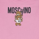 Girls Pink Teddy Bear Logo Dress, 4, hi-res