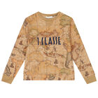 Boys Beige Geo Map Logo Sweatshirt, 1, hi-res