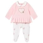 Baby Girls Pink & White 2 Piece Babygrow, 1, hi-res