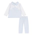 Baby Boys White & Blue Quilted Tracksuit, 1, hi-res