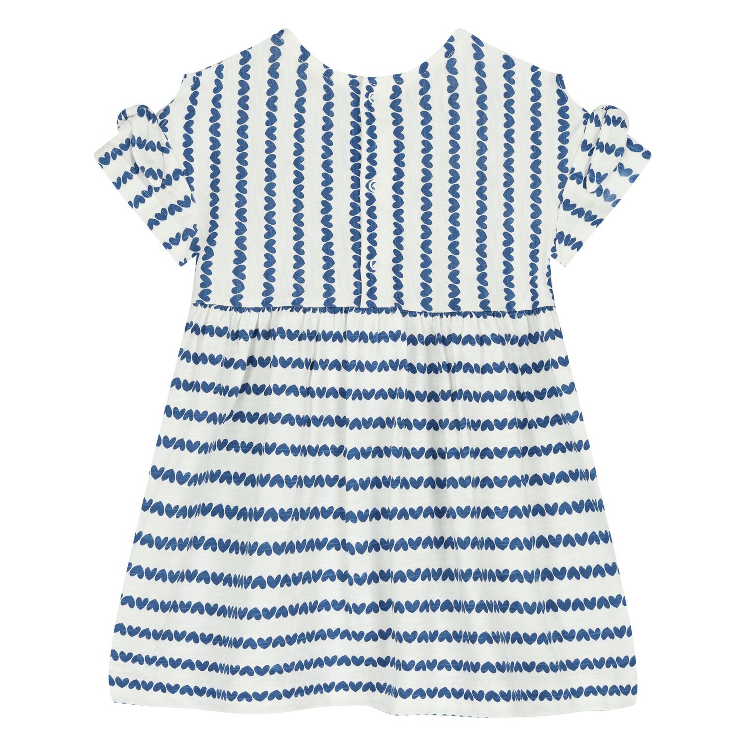 Younger Girls White & Blue Heart Dress & Bag Set, 1, hi-res
