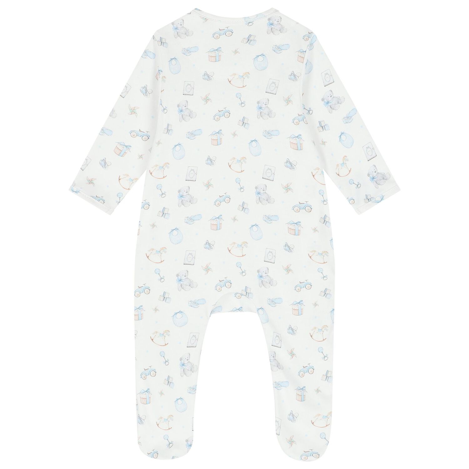 Baby Boys White & Blue Toys Babygrow, 1, hi-res