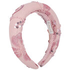Girls Pink Floral Sequins & Beads Headband, 1, hi-res