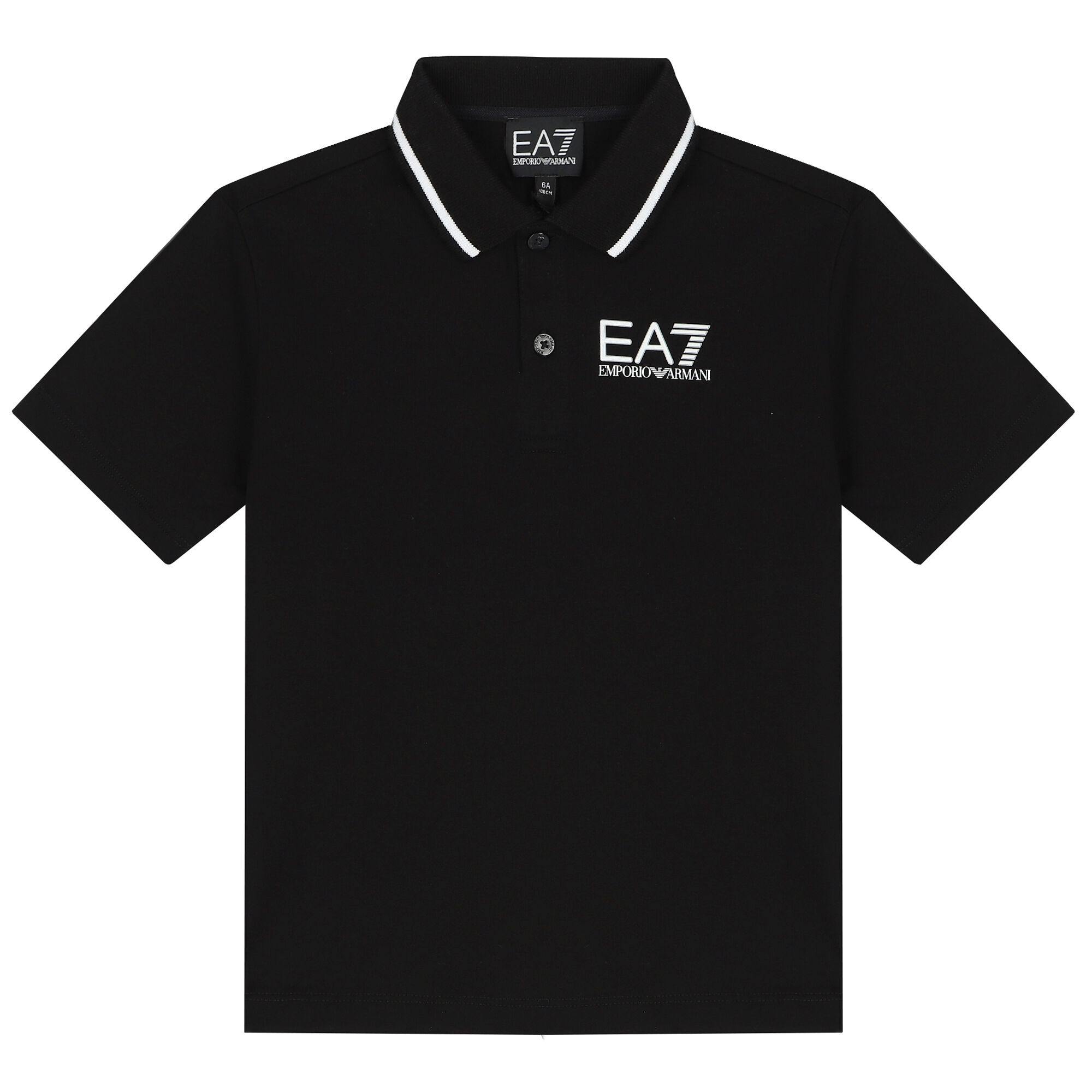 EA7 Emporio Armani Boys Black Logo Polo Shirt Junior Couture UK