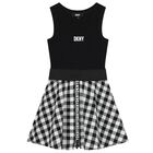 Girls Black & White Logo Dress, 1, hi-res