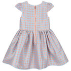 Girls Blue & Rose Gold Houndstooth Dress, 2, hi-res