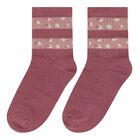 Girls Pink & Ivory Heart Socks (3 Pack), 1, hi-res