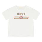 Younger Girls Ivory Logo T-Shirt, 1, hi-res