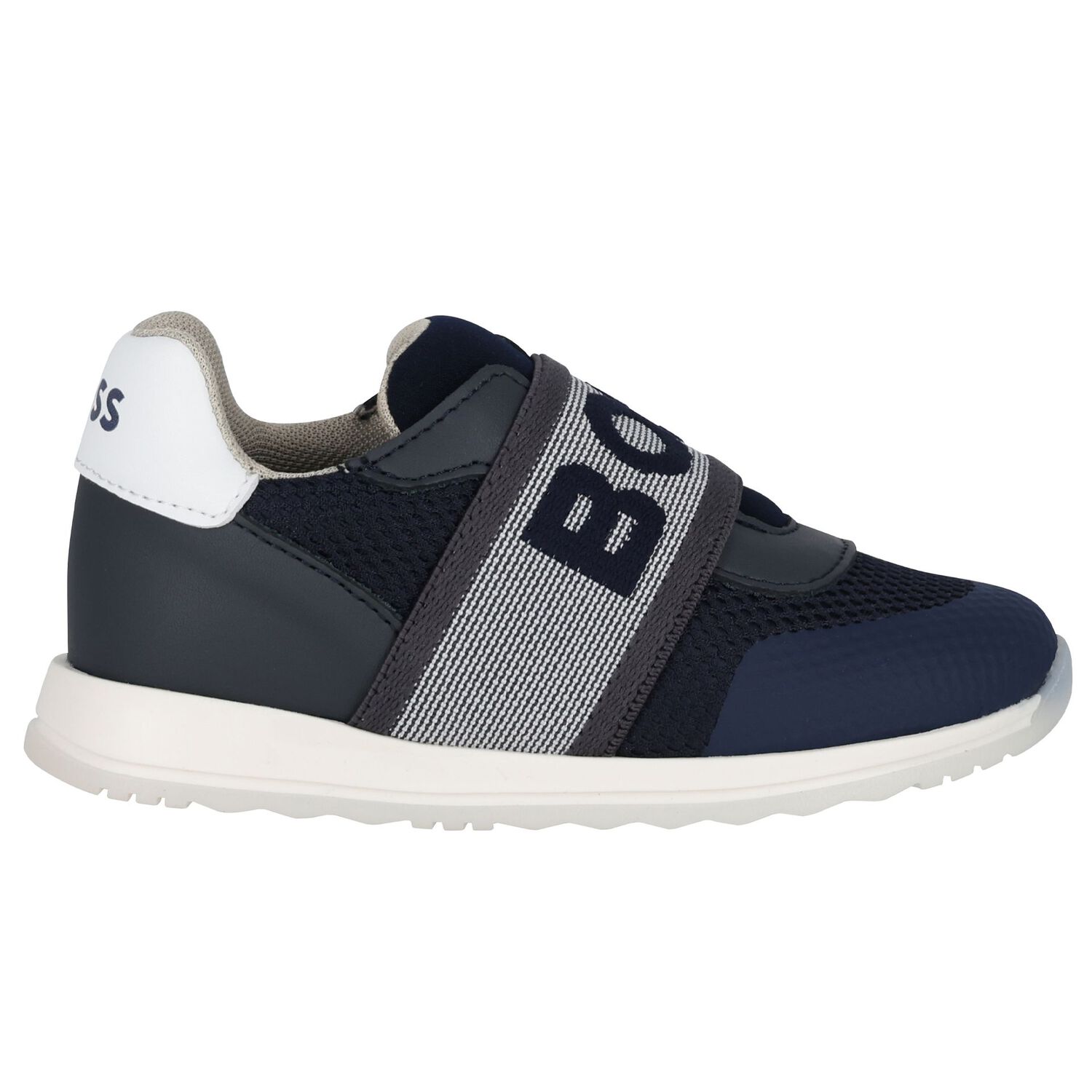 Boys Navy Blue Logo Trainers, 2, hi-res image number null
