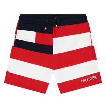 Boys Red & White Stripe Shorts