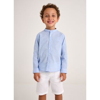 Boys Blue & White Striped Shorts Set