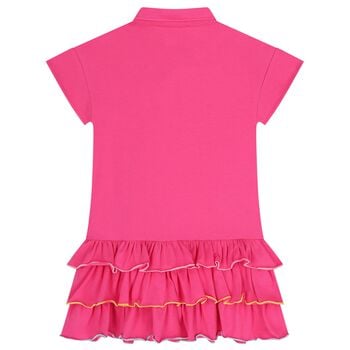 Girls Pink Flower Polo Dress