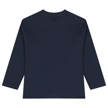 Boys Navy Blue Glow In The Dark Robot Long Sleeve Top