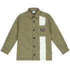 Boys Khaki Green Logo Shirt, 1, hi-res