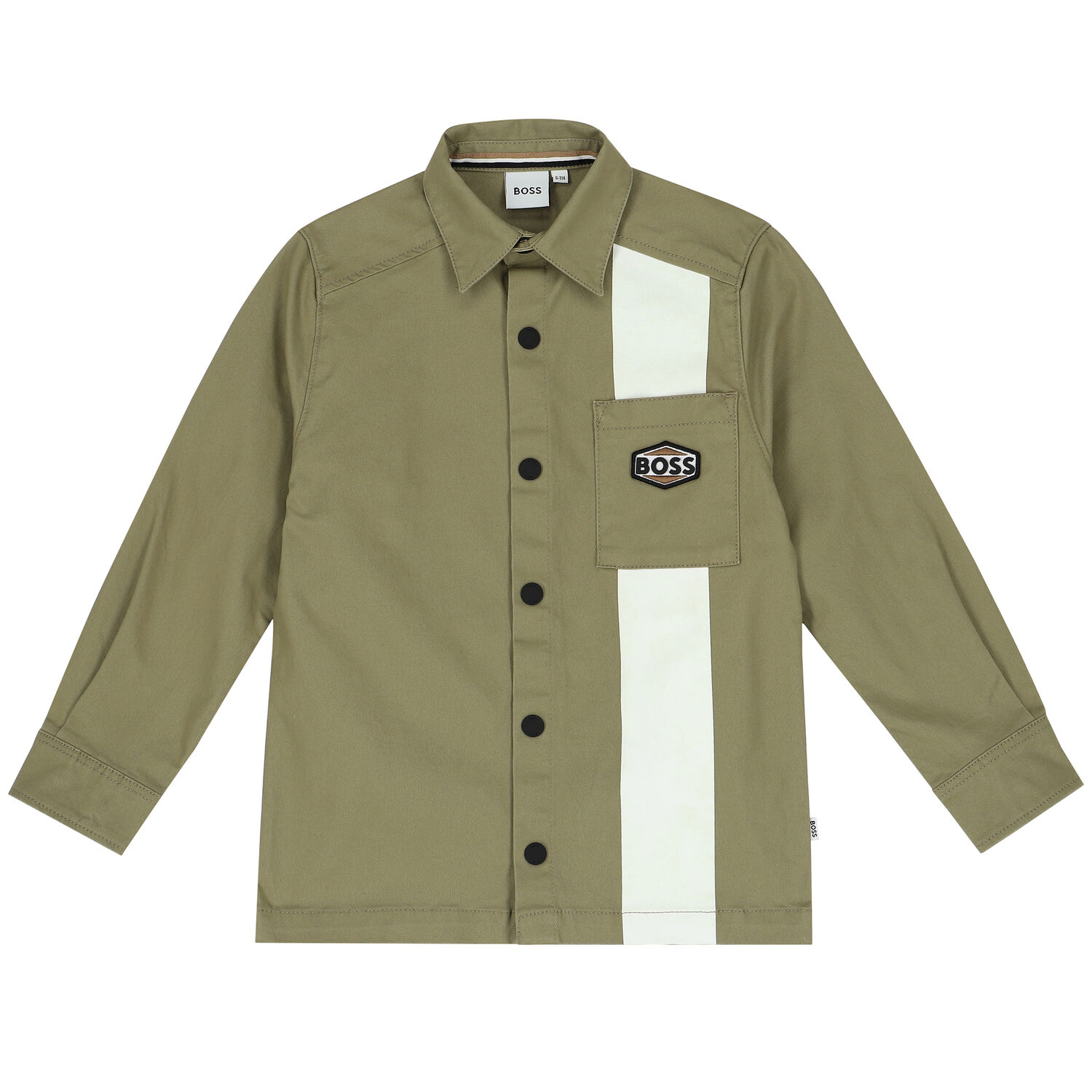 Boys Khaki Green Logo Shirt, 1, hi-res