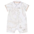 Baby Boys White Geo Map Romper, 1, hi-res