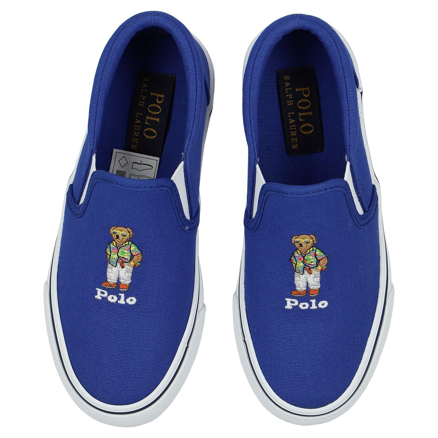 Boys Blue Polo Bear Slip-On Trainers, 1, hi-res