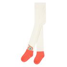 Younger Girls Ivory & Pink Logo Tights, 1, hi-res