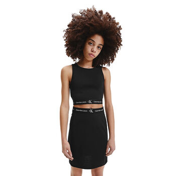 Girls Black Logo Sleeveless Top, 1 Girls Black Logo Sleeveless Top