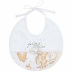 Baby Girls White & Beige Geo Map Bib, 1, hi-res