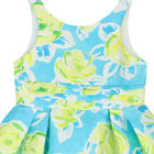Girls Blue & Green Floral Dress, 1, hi-res