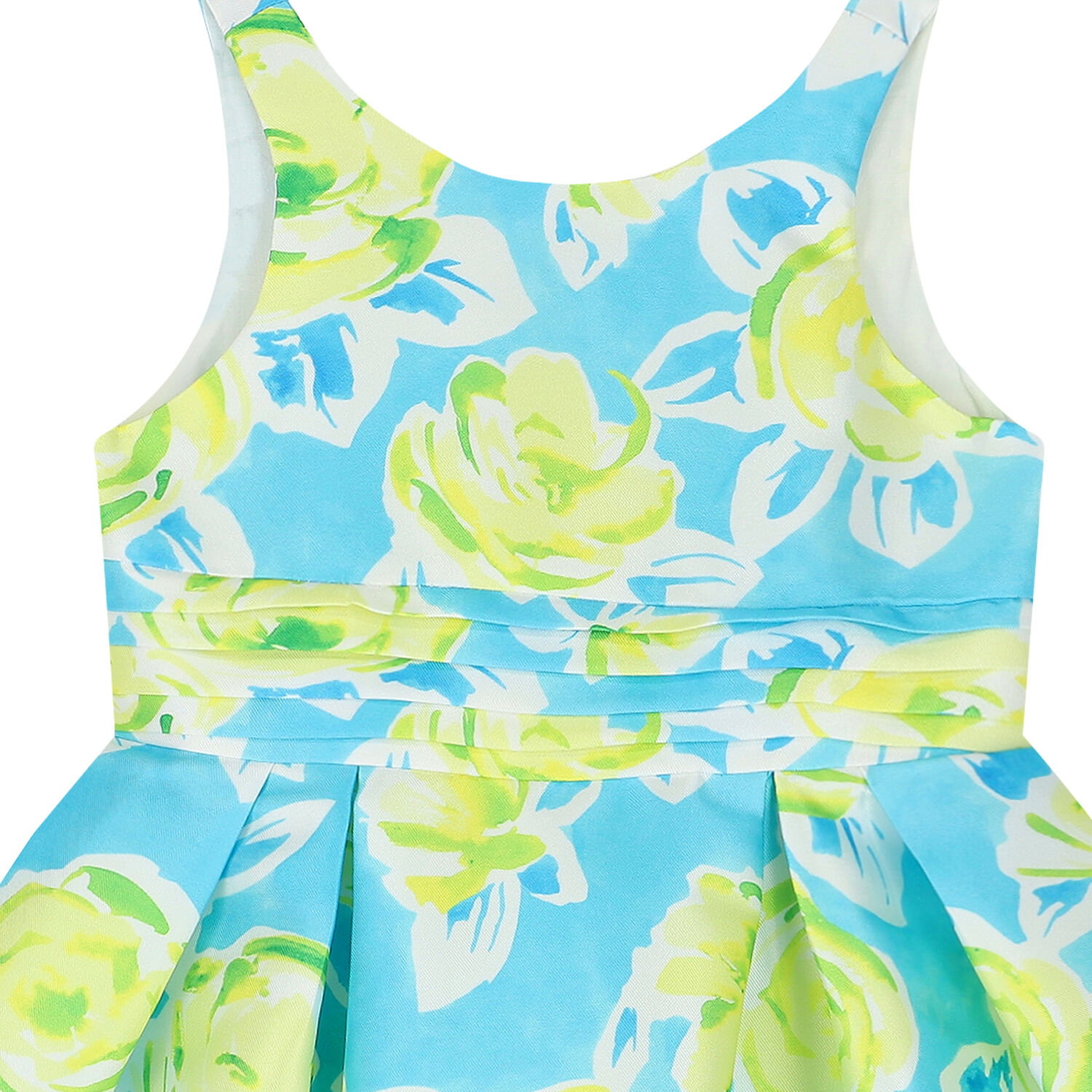 Girls Blue & Green Floral Dress, 1, hi-res image number null