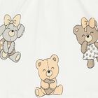 Baby Girls White Cotton Teddy Bear Dress, 1, hi-res
