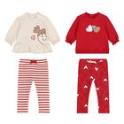Baby Girls Red & Ivory Leggings Set, 2, hi-res
