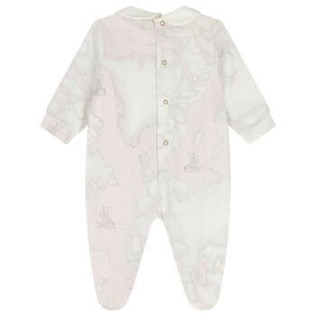 Baby Girls Pink & Ivory Geo Map Babygrow