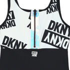 Girls White & Black Logo Swimsuit, 1, hi-res
