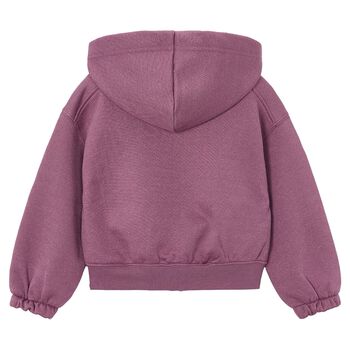 Girls Pink Hooded Zip Up Top