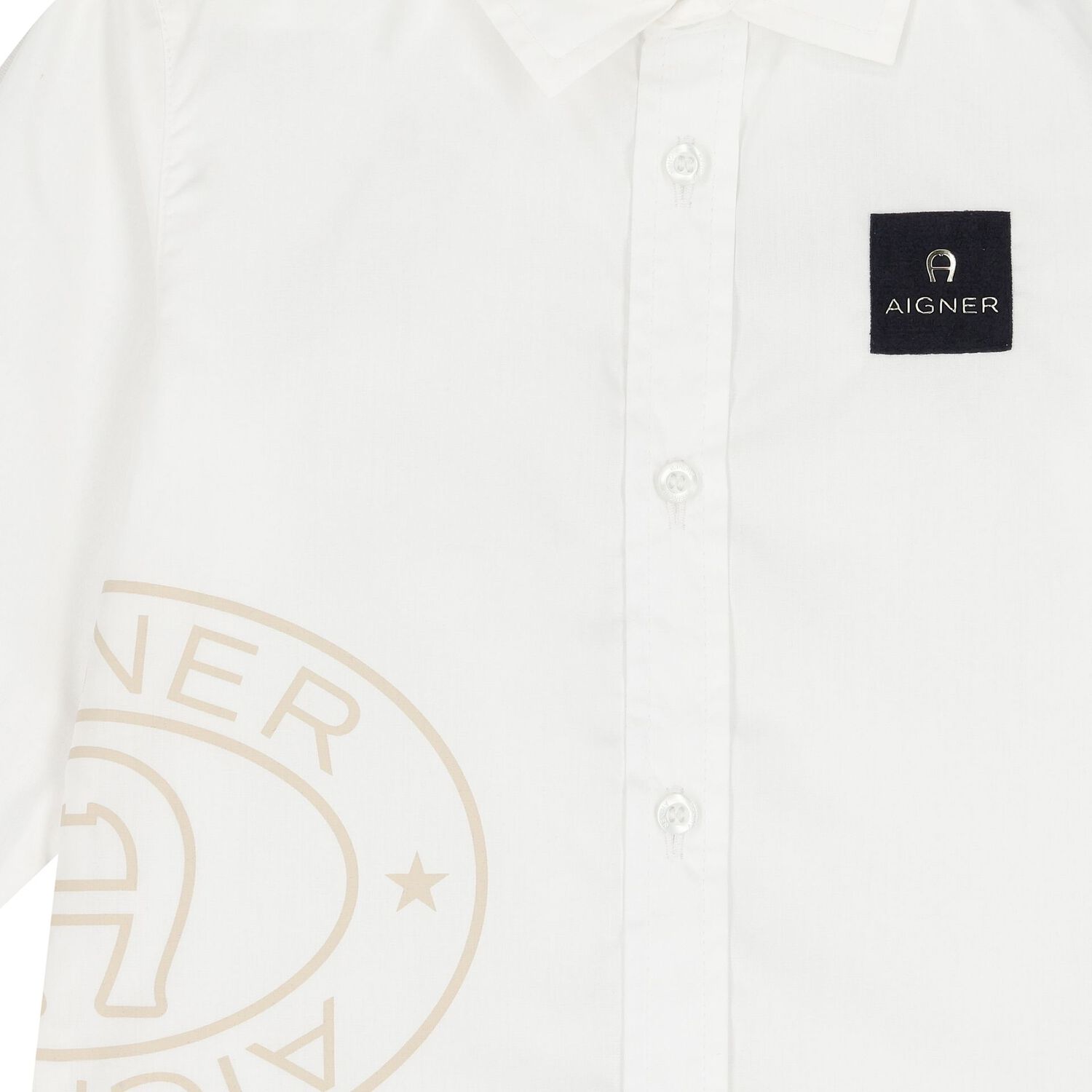 Younger Boys White Logo Shirt, 1, hi-res