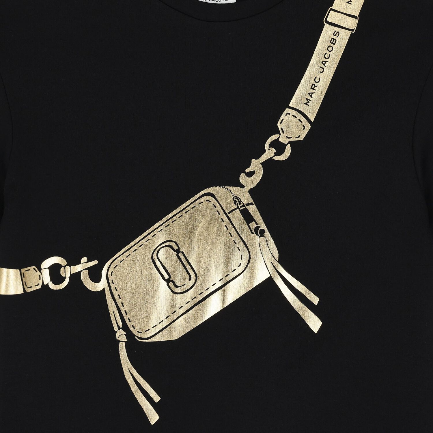 Girls Black & Gold Logo Dress, 1, hi-res